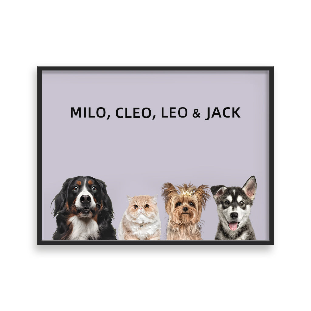 Four pets portrait