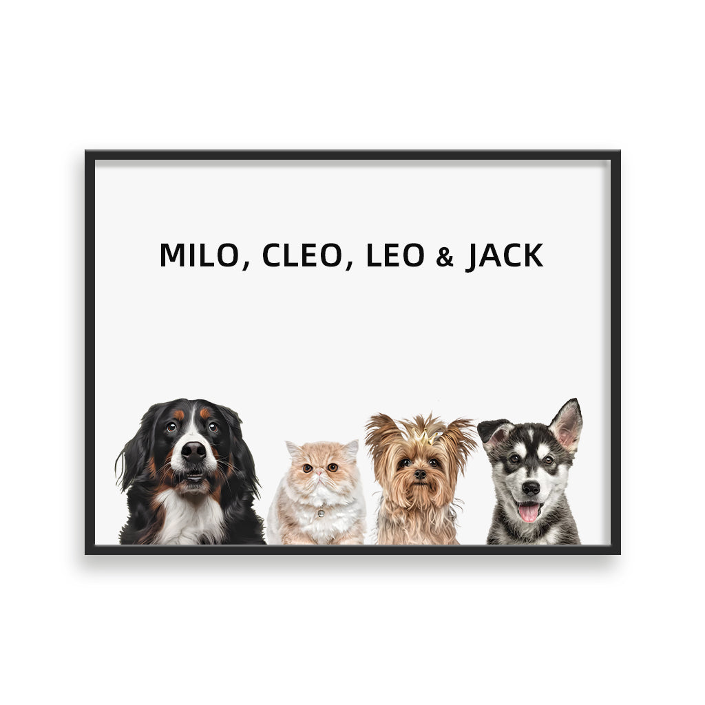Four pets portrait