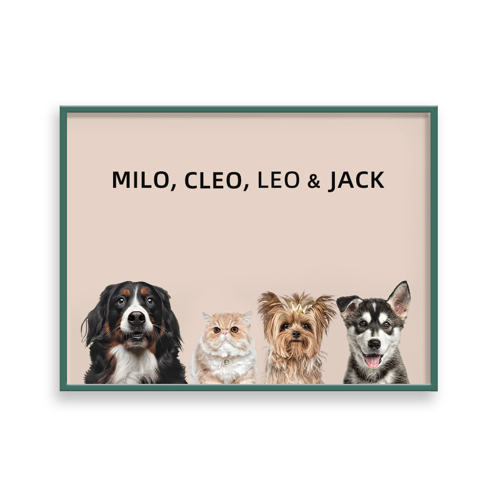 Four pets portrait