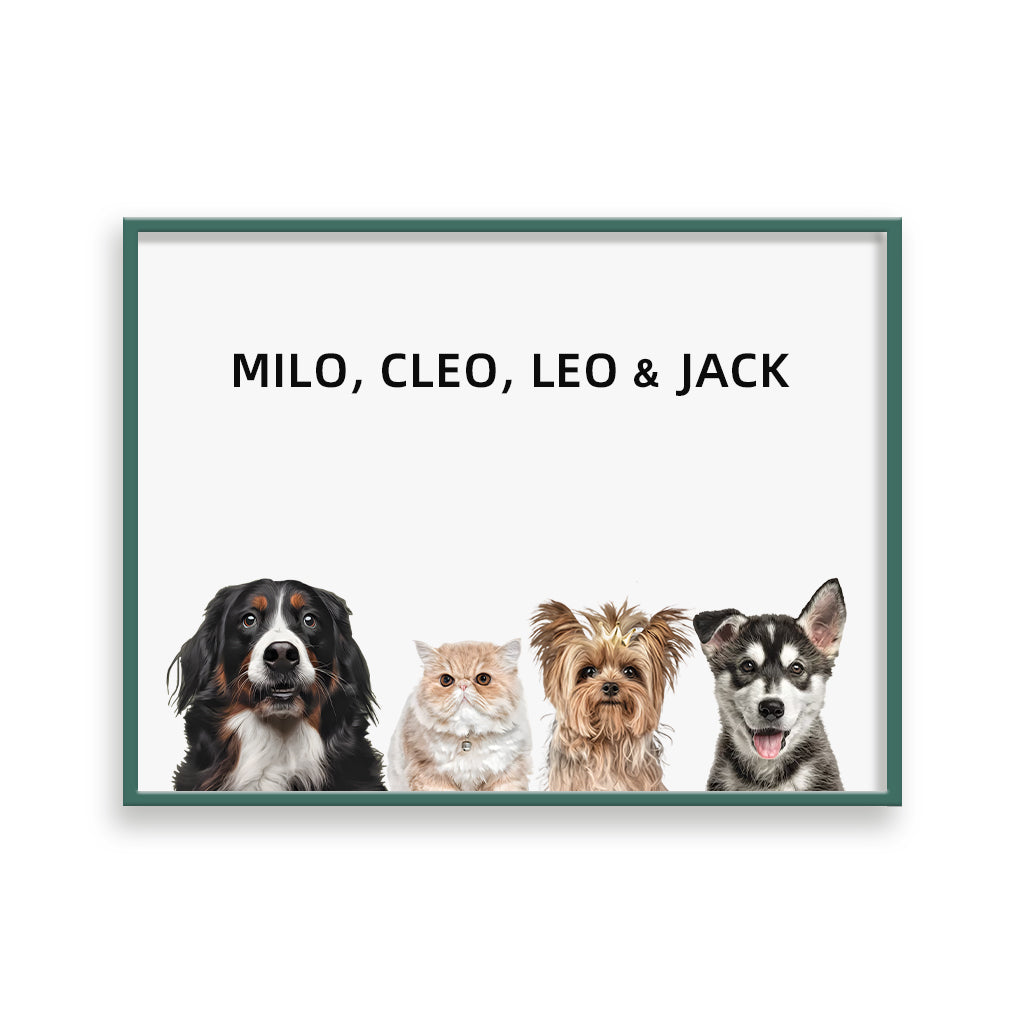 Four pets portrait
