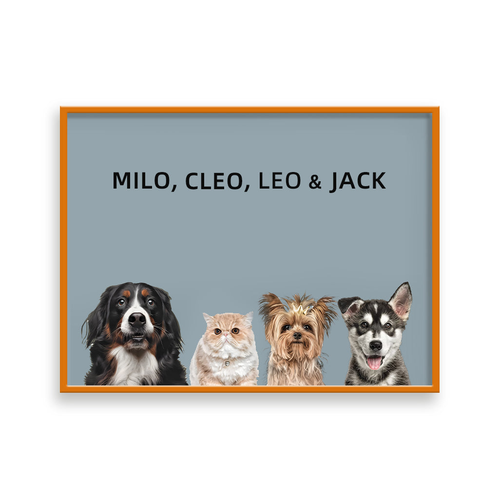 Four pets portrait