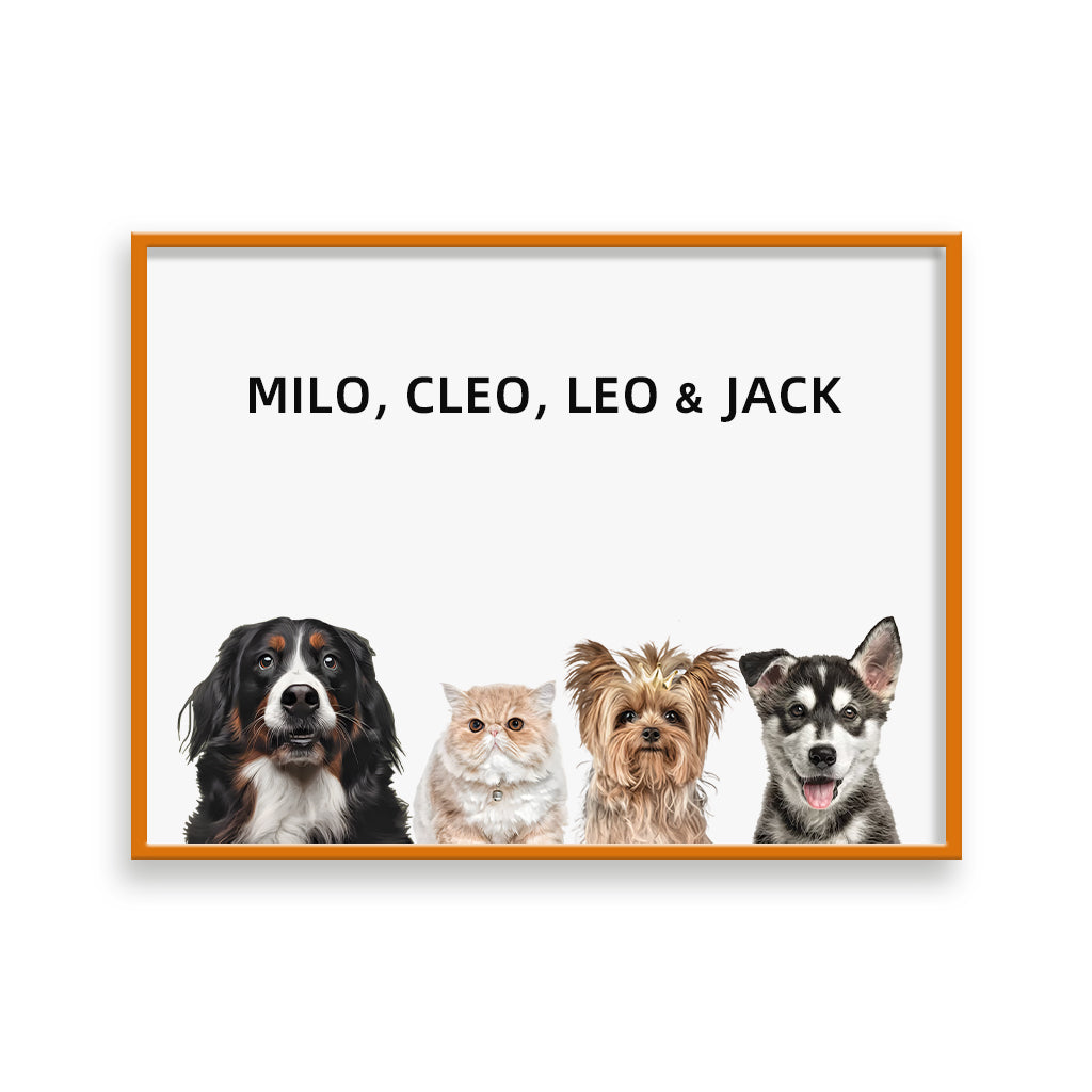 Four pets portrait