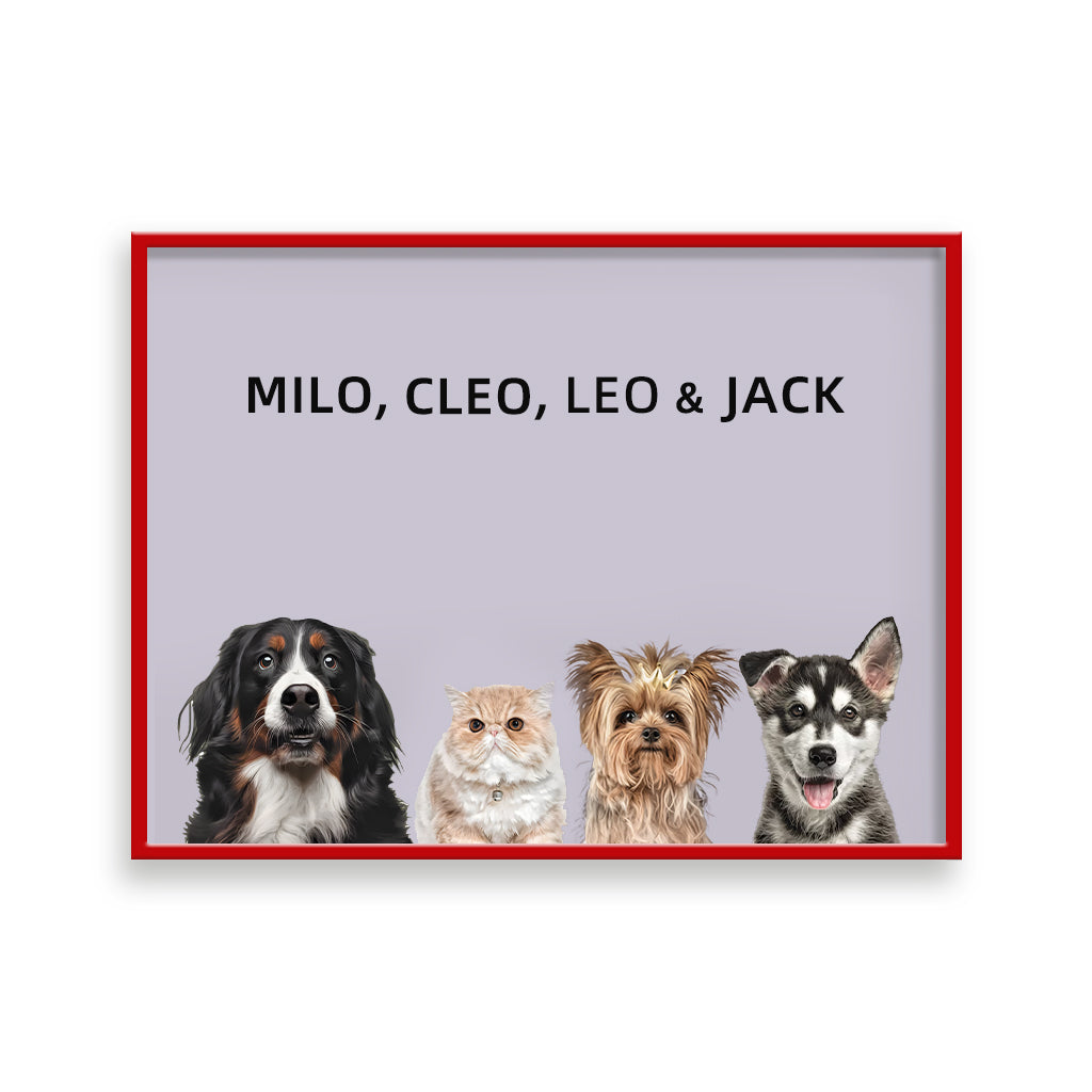 Four pets portrait