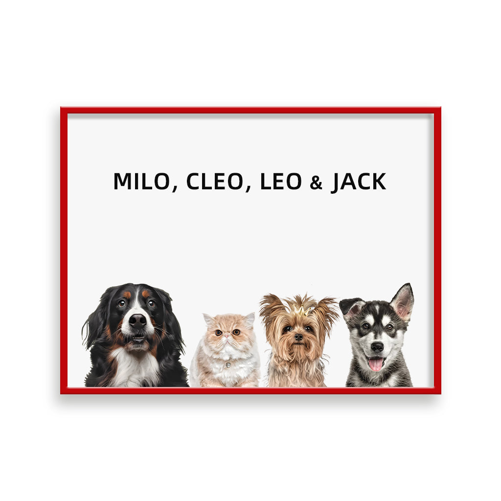 Four pets portrait