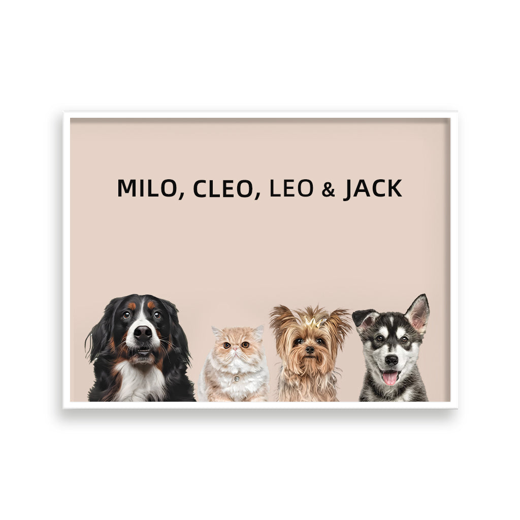 Four pets portrait