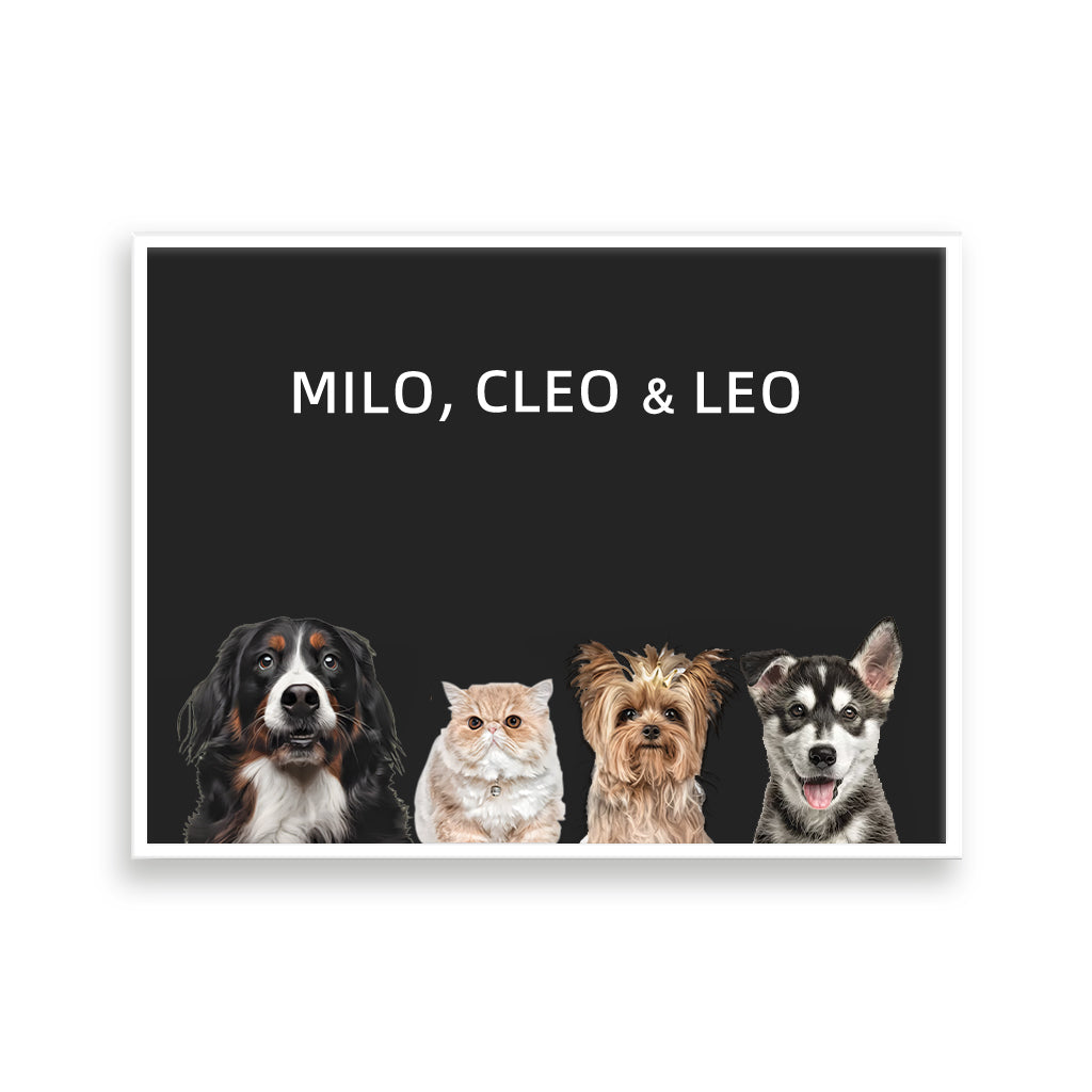 Four pets portrait