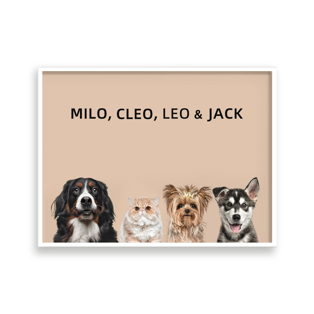 Four pets portrait
