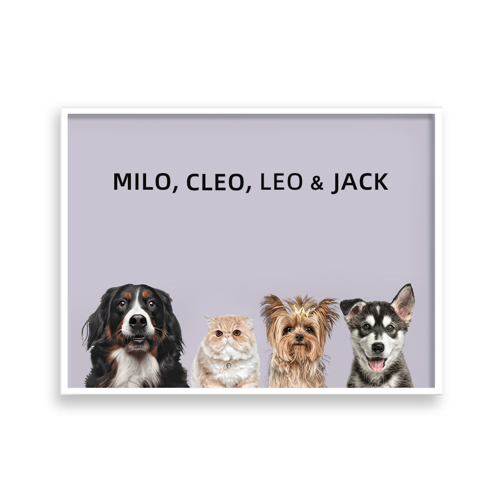 Four pets portrait