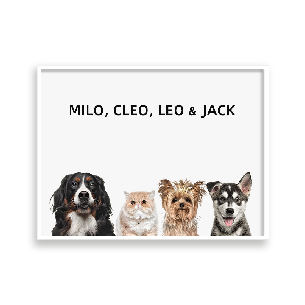 Four pets portrait